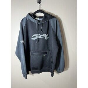 Vintage Split Skate Hoodie Sweatshirt Mens Large Black Pullover Y2K 90s